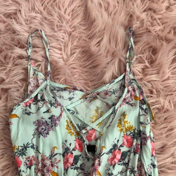 teal flowered romper - Picture 3 of 3